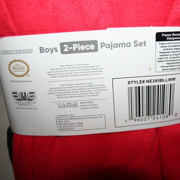 🏅 NTW MARIO KART PJs BOYS 6 7 PAJAMAS SET SHIRT PANTS GAMER NINTENDO BRAND NEW - Picture 7 of 10